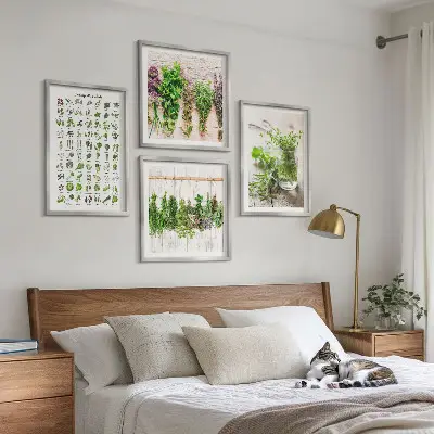 Set de cuadros modernos para salón con diseño de hierbas secas para la cocina