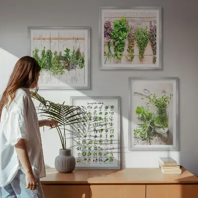 Set de cuadros modernos para salón con diseño de hierbas secas para la cocina