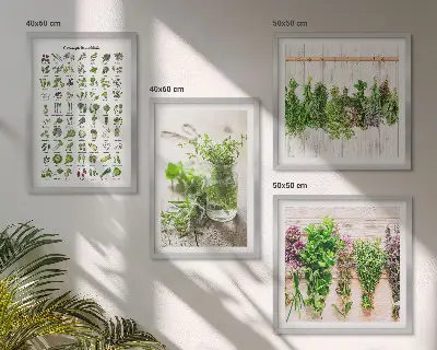 Set de cuadros modernos para salón con diseño de hierbas secas para la cocina