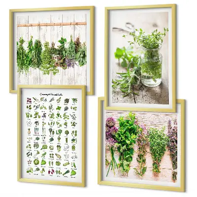 Set de cuadros modernos para salón con diseño de hierbas secas para la cocina