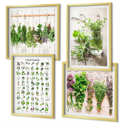 Set de cuadros modernos para salón Hierbas secas para la cocina