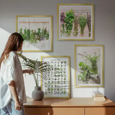 Set de cuadros modernos para salón con diseño de hierbas secas para la cocina