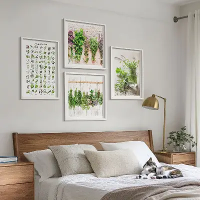 Set de cuadros modernos para salón con diseño de hierbas secas para la cocina