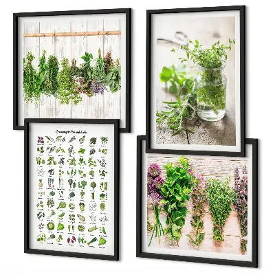 Set de cuadros modernos para salón con diseño de hierbas secas para la cocina