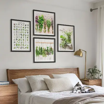 Set de cuadros modernos para salón con diseño de hierbas secas para la cocina