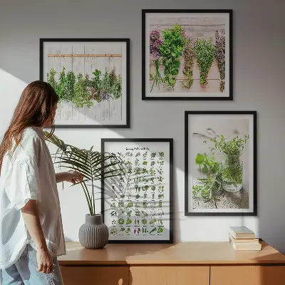 Set de cuadros modernos para salón con diseño de hierbas secas para la cocina