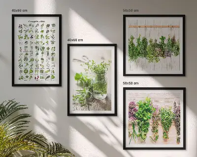 Set de cuadros modernos para salón con diseño de hierbas secas para la cocina
