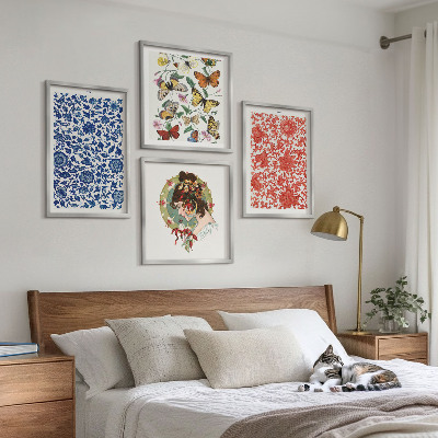 Galería de pared Adornos vintage de flores y mariposas