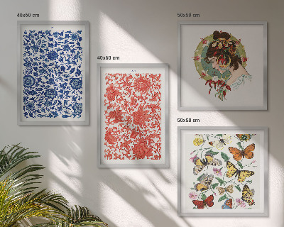 Galería de pared Adornos vintage de flores y mariposas