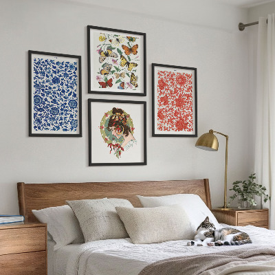 Galería de pared Adornos vintage de flores y mariposas