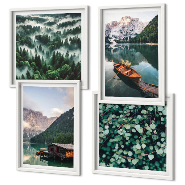 Galería de pared Niebla en un barco sobre un lago de montaña