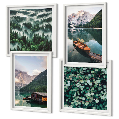 Galería de pared Niebla en un barco sobre un lago de montaña