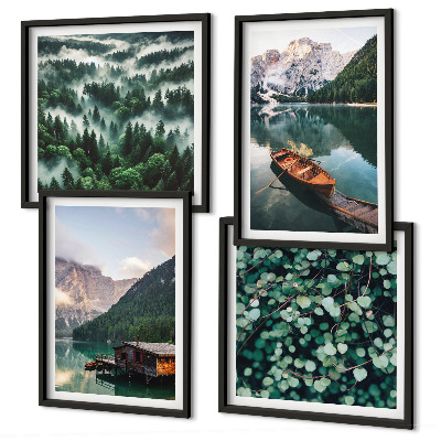 Galería de pared Niebla en un barco sobre un lago de montaña