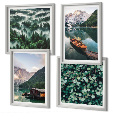 Galería de pared Niebla en un barco sobre un lago de montaña