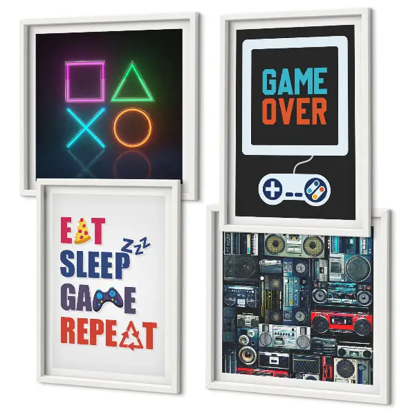 Set de 4 cuadros decorativos para salón diseño para espacios de entretenimiento