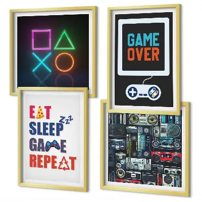 Set de 4 cuadros decorativos para salón diseño para espacios de entretenimiento