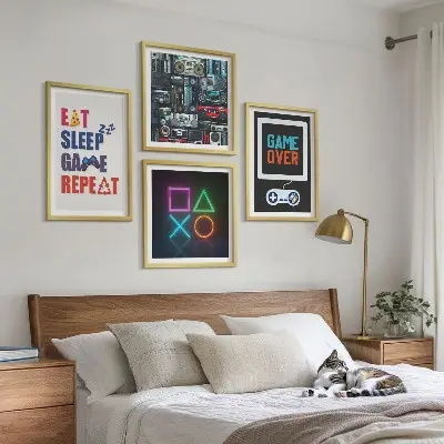 Set de 4 cuadros decorativos para salón diseño para espacios de entretenimiento