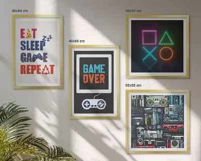 Set de 4 cuadros decorativos para salón diseño para espacios de entretenimiento