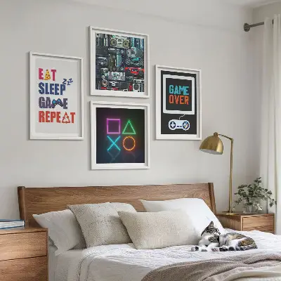 Set de 4 cuadros decorativos para salón diseño para espacios de entretenimiento