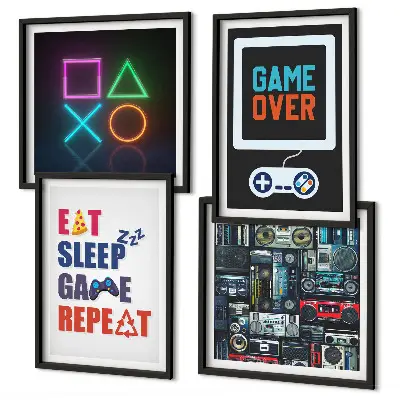 Set de 4 cuadros decorativos para salón diseño para espacios de entretenimiento