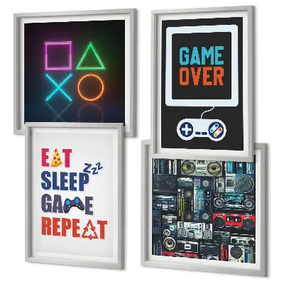 Set de 4 cuadros decorativos para salón diseño para espacios de entretenimiento