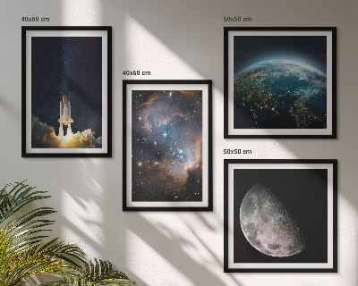 Set de cuadros modernos para salón Galaxia del cohete espacial Tierra