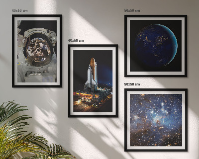 Set de 4 cuadros para salón Cohete astronauta de Space Earth