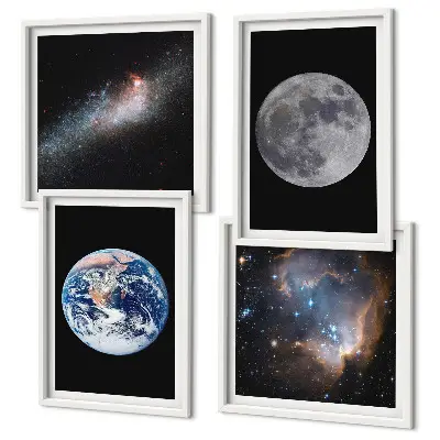 Galería de pared cuadro de luna con diseño de galaxia espacial