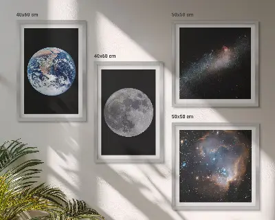 Galería de pared cuadro de luna con diseño de galaxia espacial