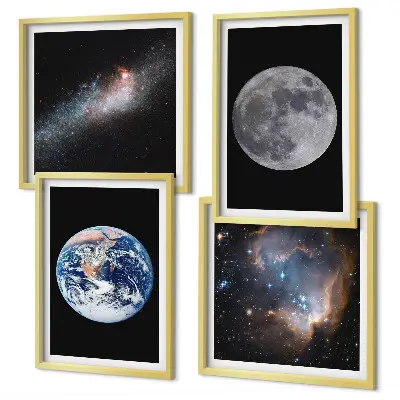 Galería de pared cuadro de luna con diseño de galaxia espacial