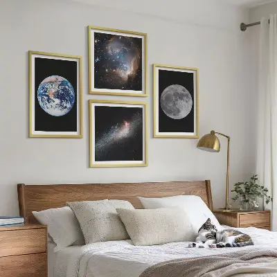 Galería de pared cuadro de luna con diseño de galaxia espacial