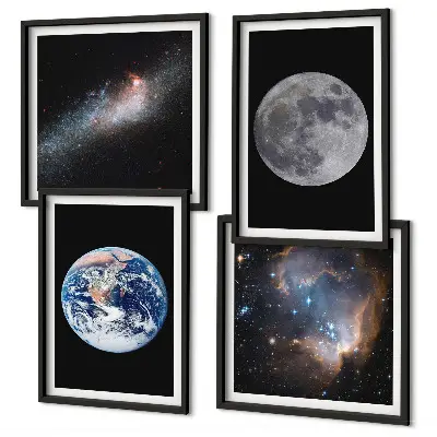 Galería de pared cuadro de luna con diseño de galaxia espacial