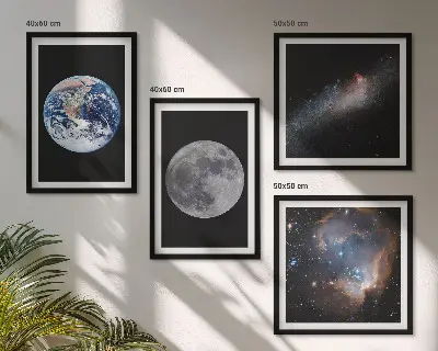 Galería de pared cuadro de luna con diseño de galaxia espacial