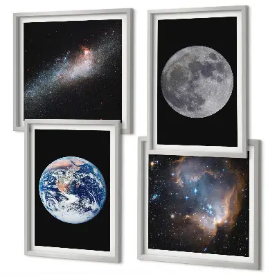 Galería de pared cuadro de luna con diseño de galaxia espacial