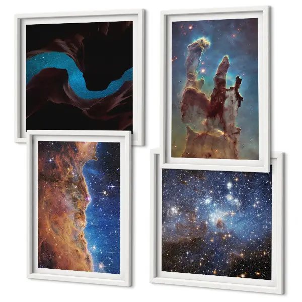 Set de cuadros modernos para salón diseño de paisajes espaciales de galaxias