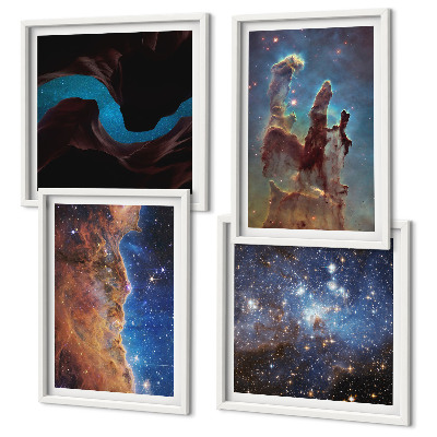 Set de cuadros modernos para salón Paisajes espaciales de galaxias