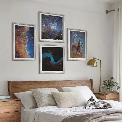 Set de cuadros modernos para salón diseño de paisajes espaciales de galaxias