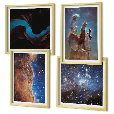 Set de cuadros modernos para salón diseño de paisajes espaciales de galaxias