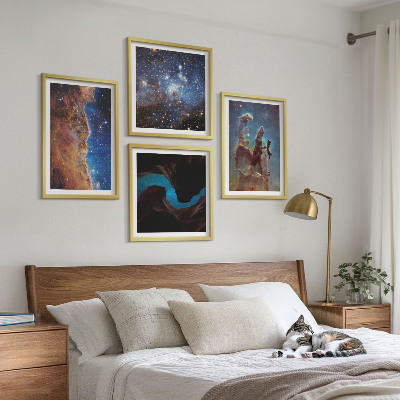 Set de cuadros modernos para salón Paisajes espaciales de galaxias