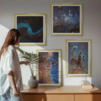 Set de cuadros modernos para salón diseño de paisajes espaciales de galaxias