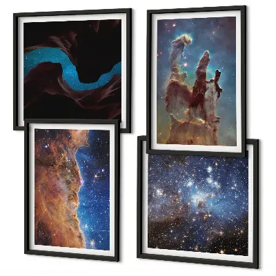 Set de cuadros modernos para salón diseño de paisajes espaciales de galaxias