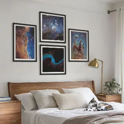Set de cuadros modernos para salón diseño de paisajes espaciales de galaxias