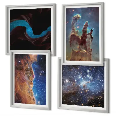 Set de cuadros modernos para salón diseño de paisajes espaciales de galaxias