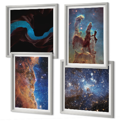 Set de cuadros modernos para salón Paisajes espaciales de galaxias