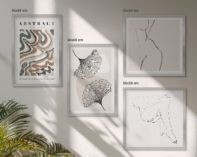 Set de 4 cuadros para salón Formas abstractas de hojas de estilo bohemio