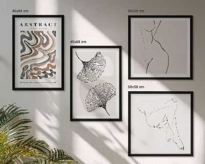 Set de 4 cuadros para salón Formas abstractas de hojas de estilo bohemio
