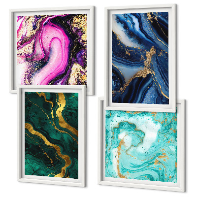 Galería de pared Patrones abstractos de rosa, verde y azul.