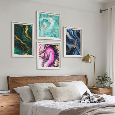 Galería de pared Patrones abstractos de rosa, verde y azul.