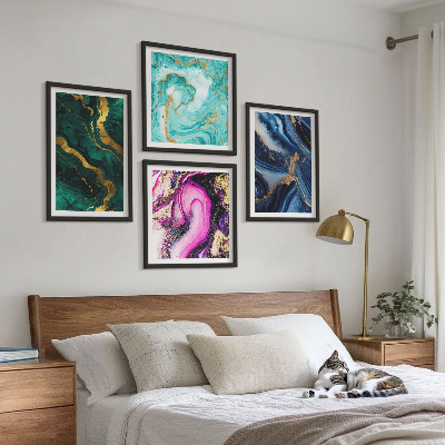 Galería de pared Patrones abstractos de rosa, verde y azul.