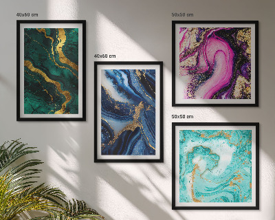 Galería de pared Patrones abstractos de rosa, verde y azul.
